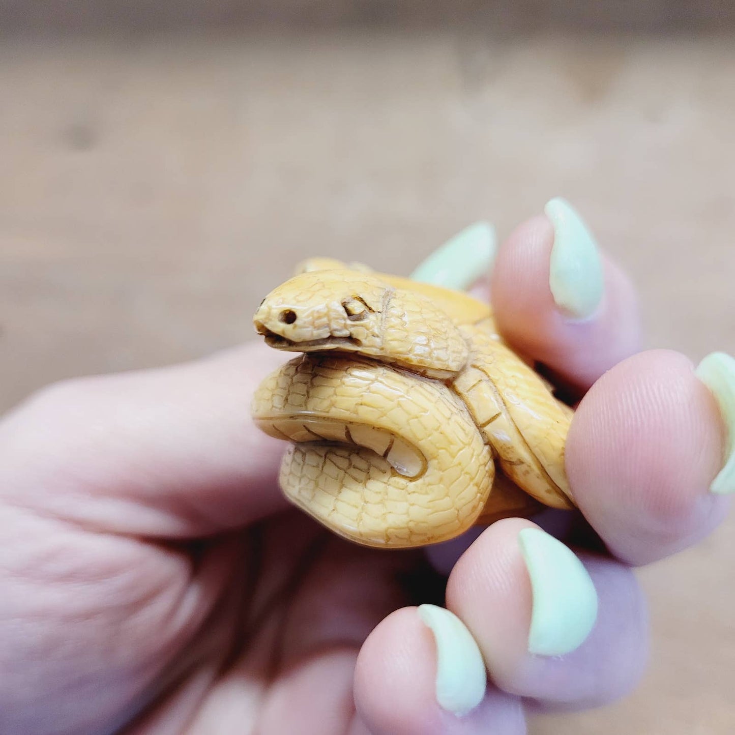 Japanese Antique Netsuke Rat and Snake