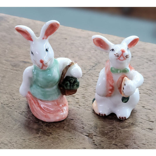 Pr Vintage Porcelain Bunny Figurines