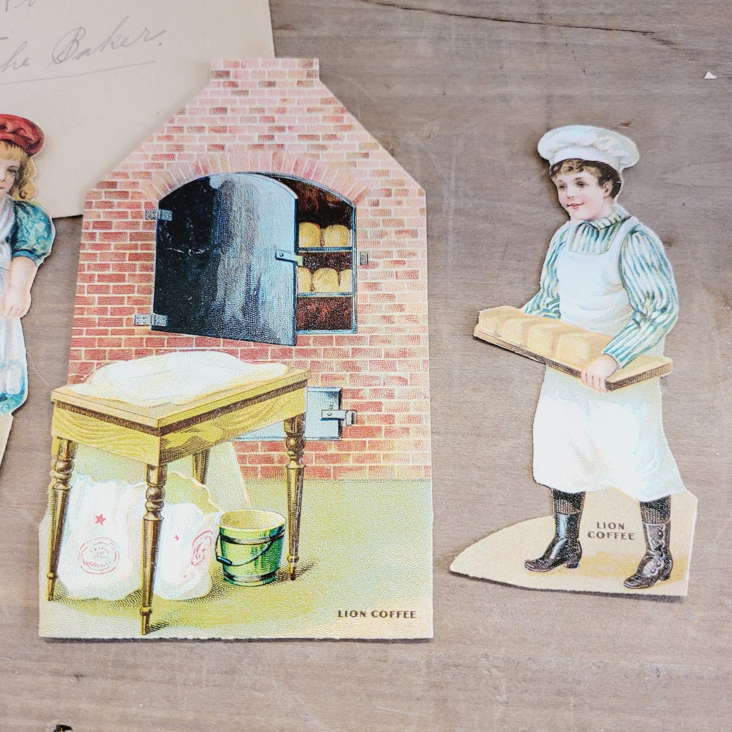 1890s Lion Coffee No. 12 "The Baker" Trade Card Paper Doll Cut Outs