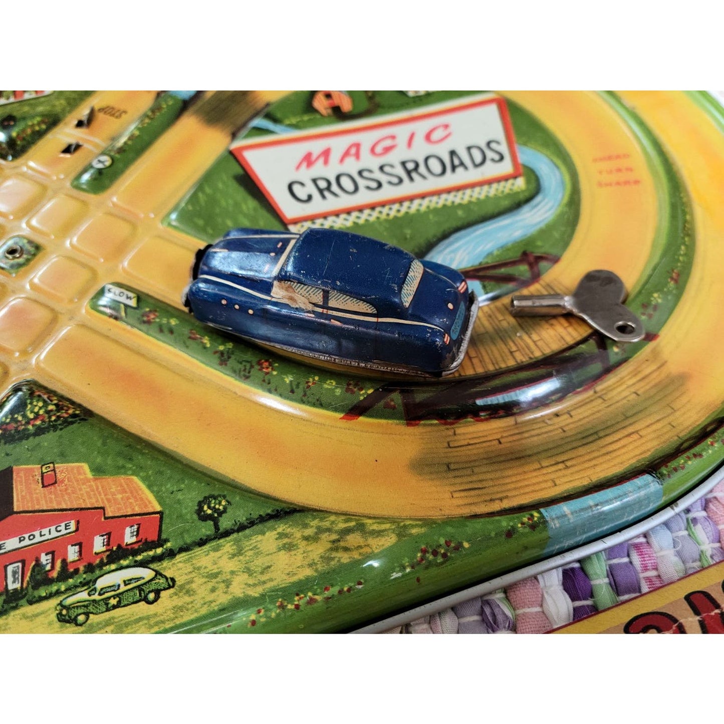 1930s Vintage Tin Toy: AUTOMATIC TOY CO. Magic Crossroads Game