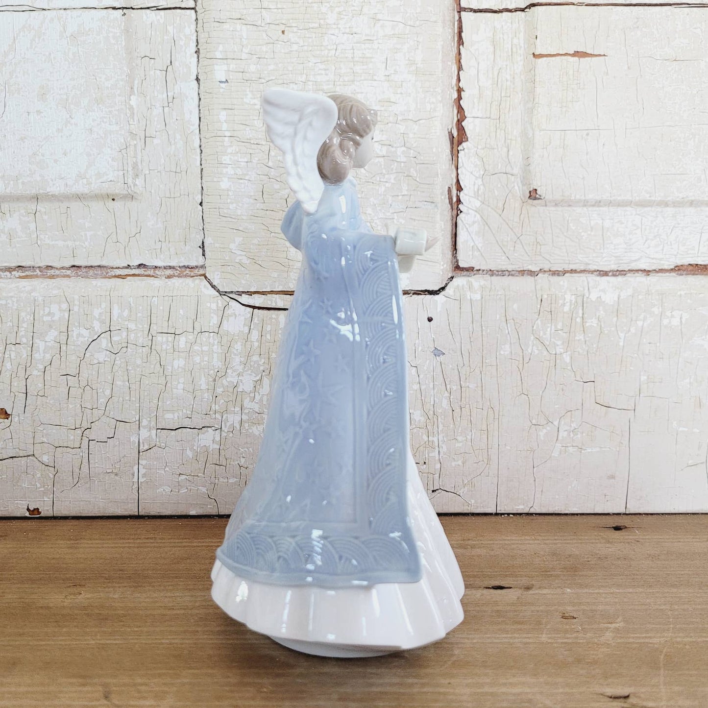 Lladro Angel In Blue With Musical Scroll MINT Figurine Vintage Tree Topper