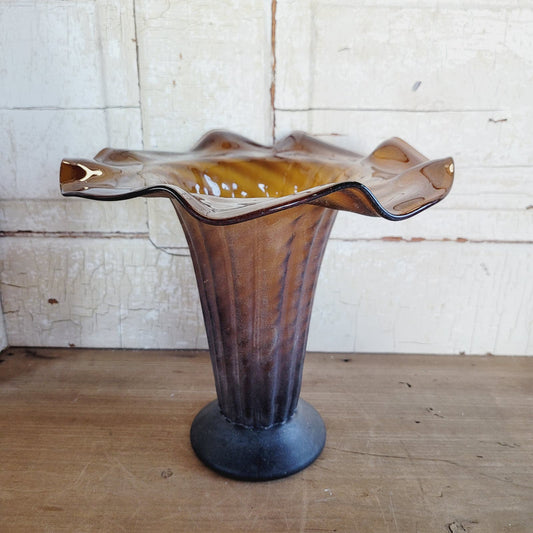 SCAVO Glass Caramel Rope Vase 8.75" Barovier Toso Style