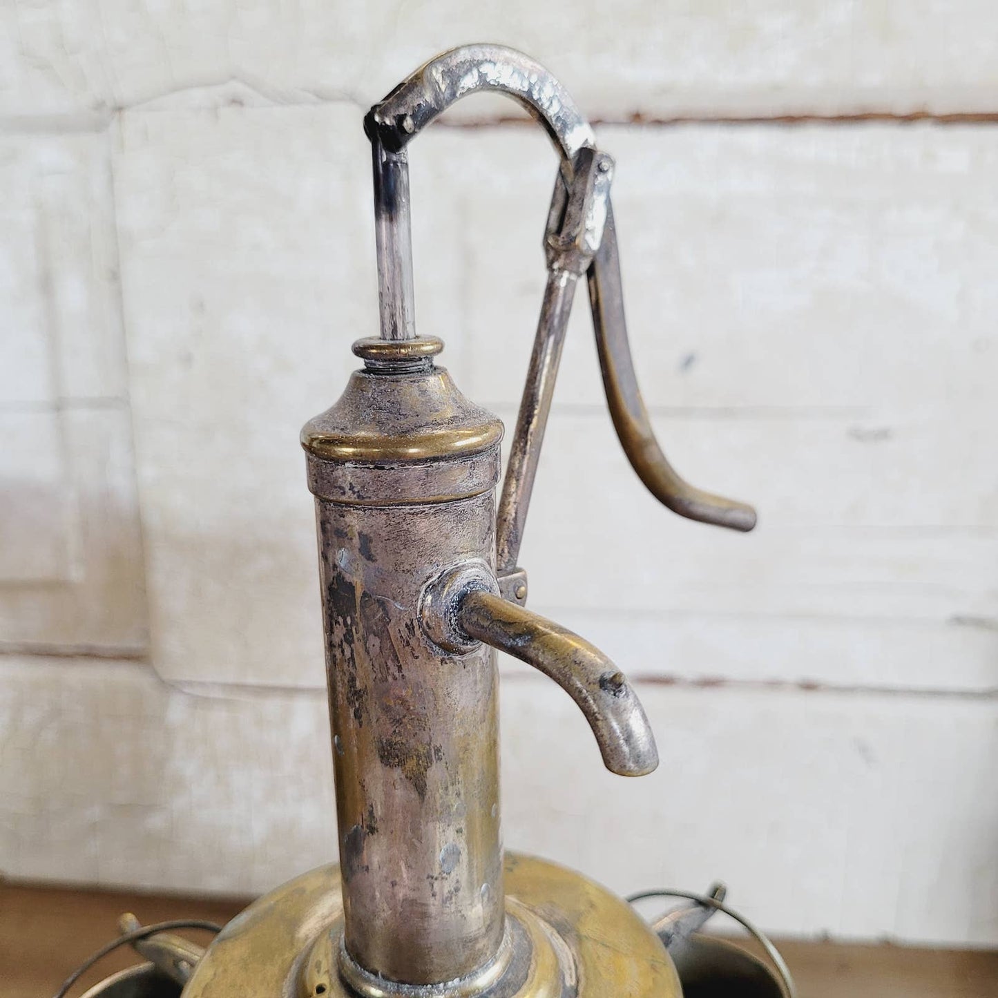 Vintage Silver Plated Brass Liquor Dispenser Pump & Cups Amber Glass Ciske & Son