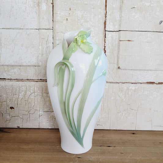 Porcelain Orchid Vase - Vintage Floral - Gallant Craft