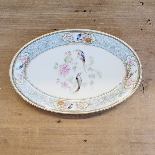 1920s Hutschenreuther Oval Relish Dish Plate Bird of Paradise