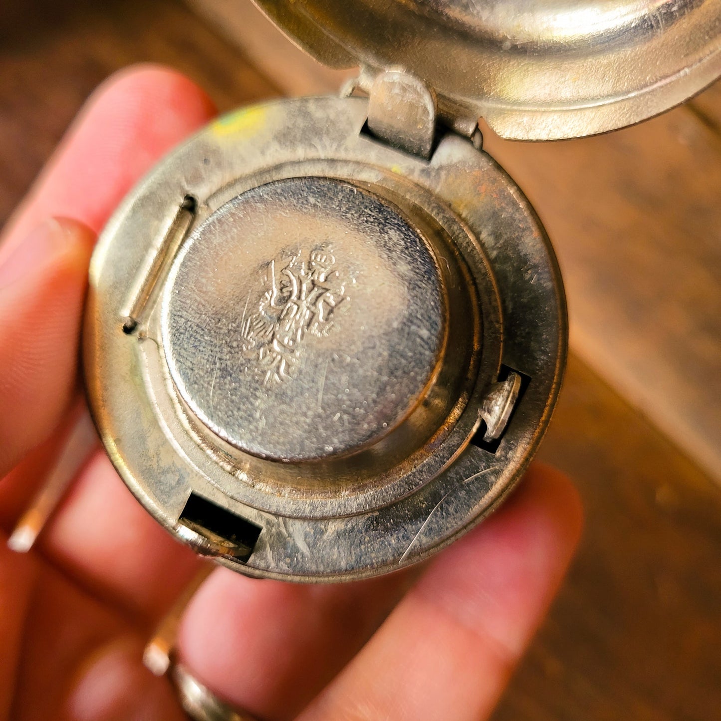 Vintage Travel Inkwell - 20th Century Leather & Metal Collectible