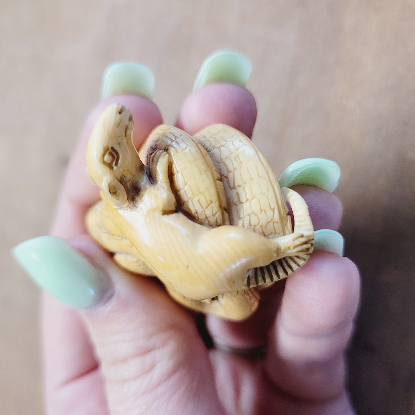 Antique Japanese Netsuke Rat & Snake Signed Figural Carving –  1 3/8"