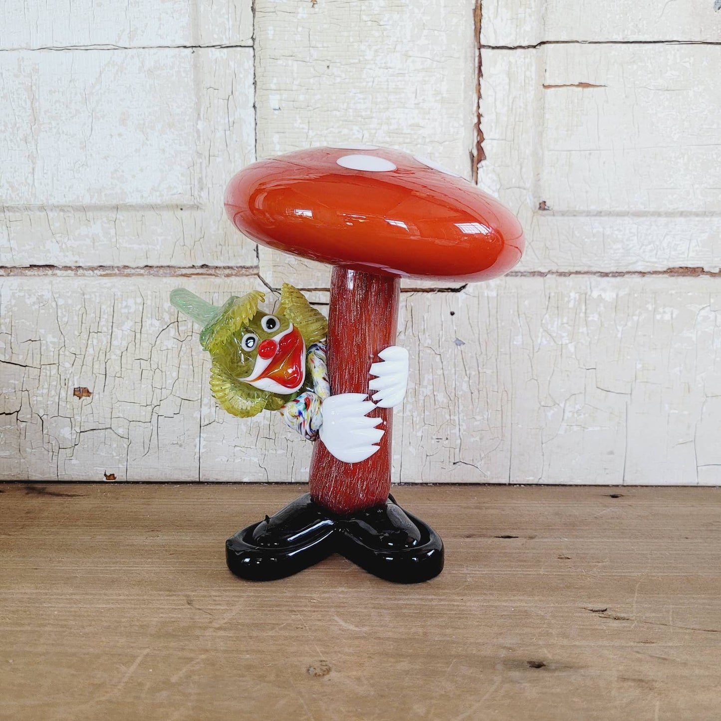 Murano Mushroom Clown Art-Red