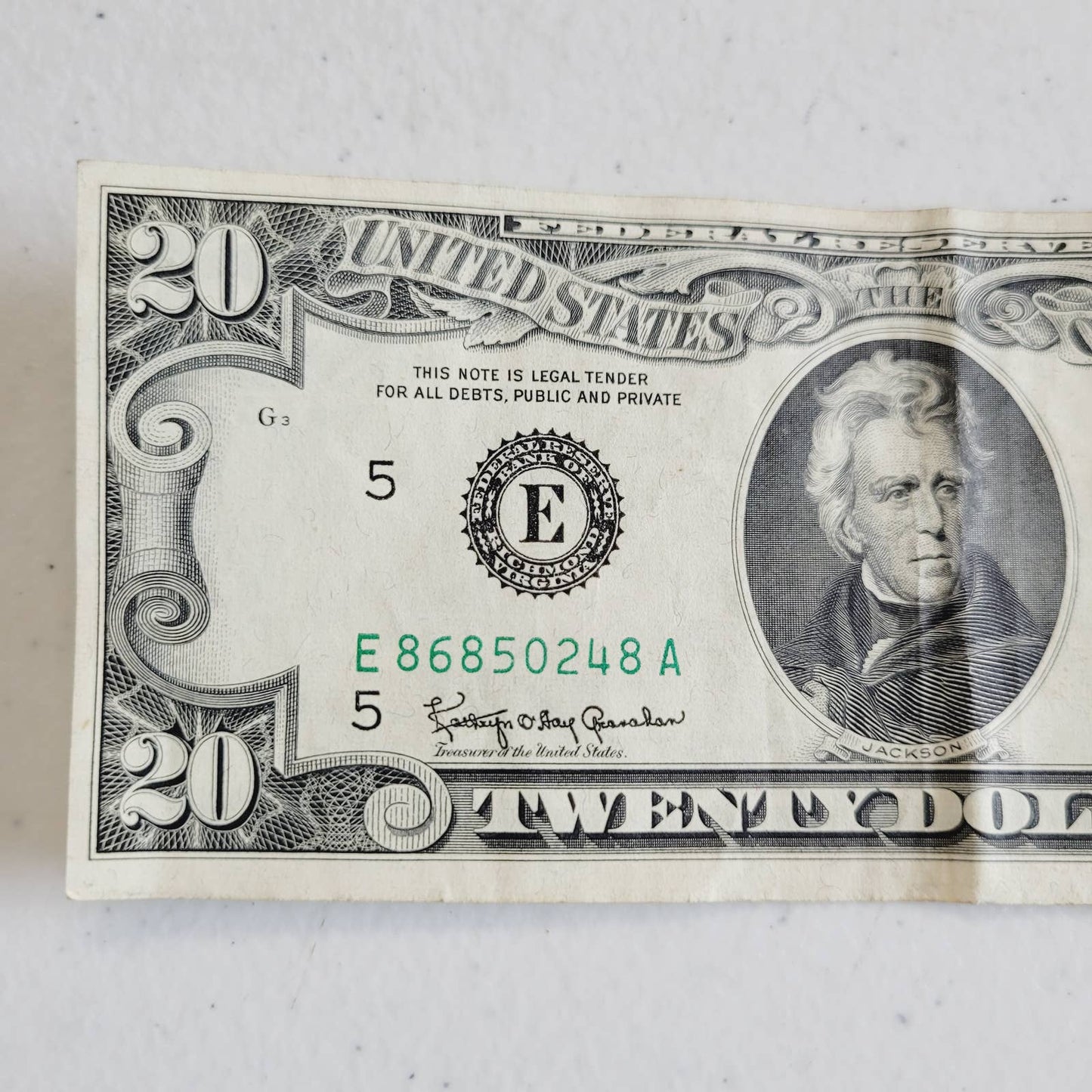 1963 A $20 Twenty Dollar Bill Currency E