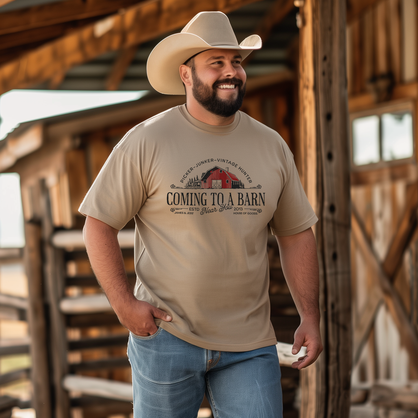 Coming to a Barn Near You, James and Jess' House of Goods Graphic Soft-Style T-Shirt