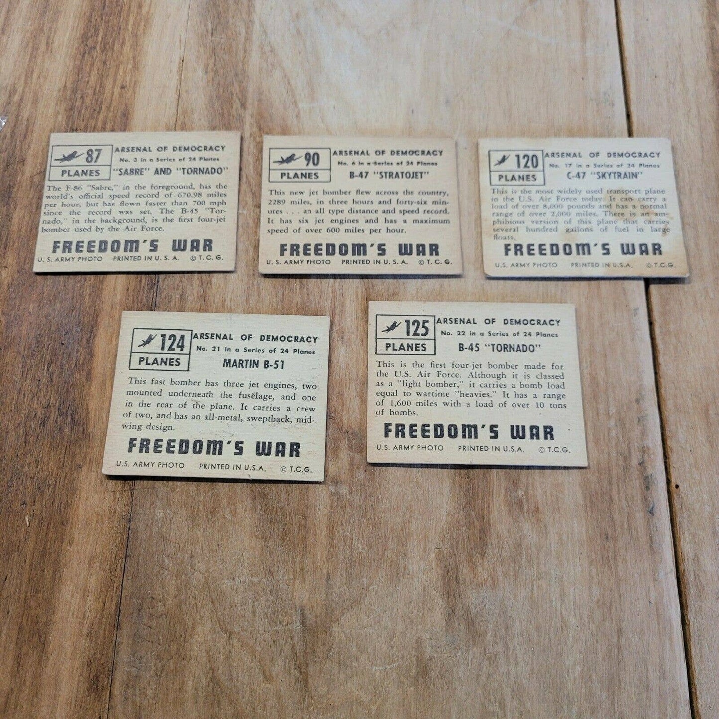 (5) 1950 Topps Freedom's War Non Sport Trading Card Die Cut Planes