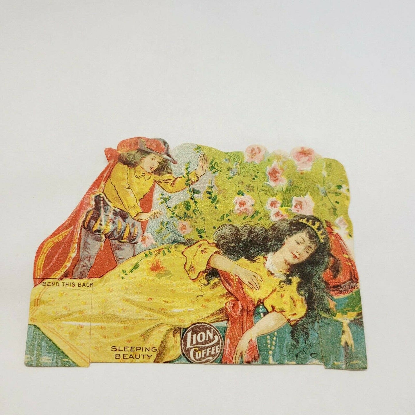 1890s Lion Coffee Sleeping Beauty Trade Card Paper Doll Cut Out Die cut