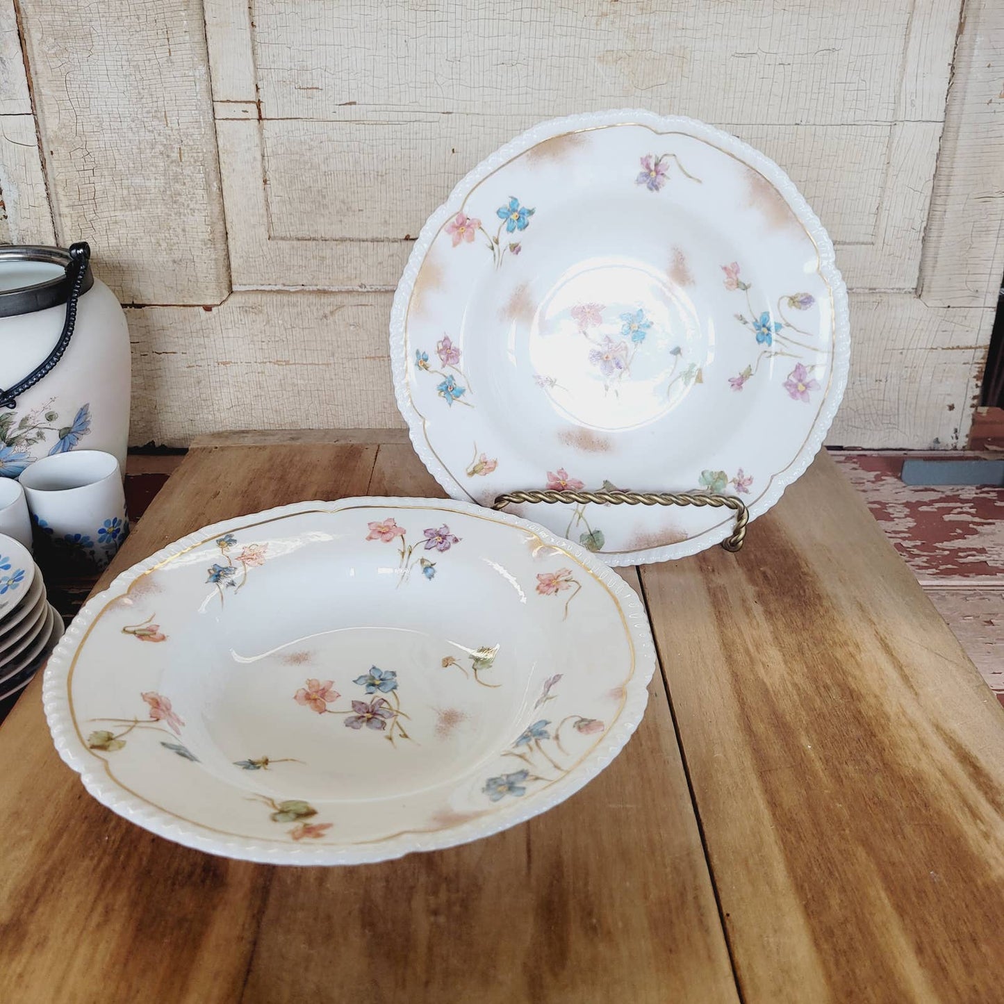 2 Royal Crown Derby Soup Bowl Flowers