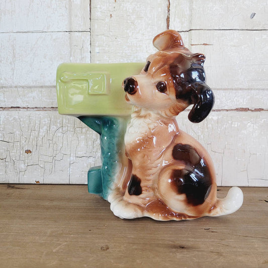 Vintage Royal Copley Dog Mailbox Planter