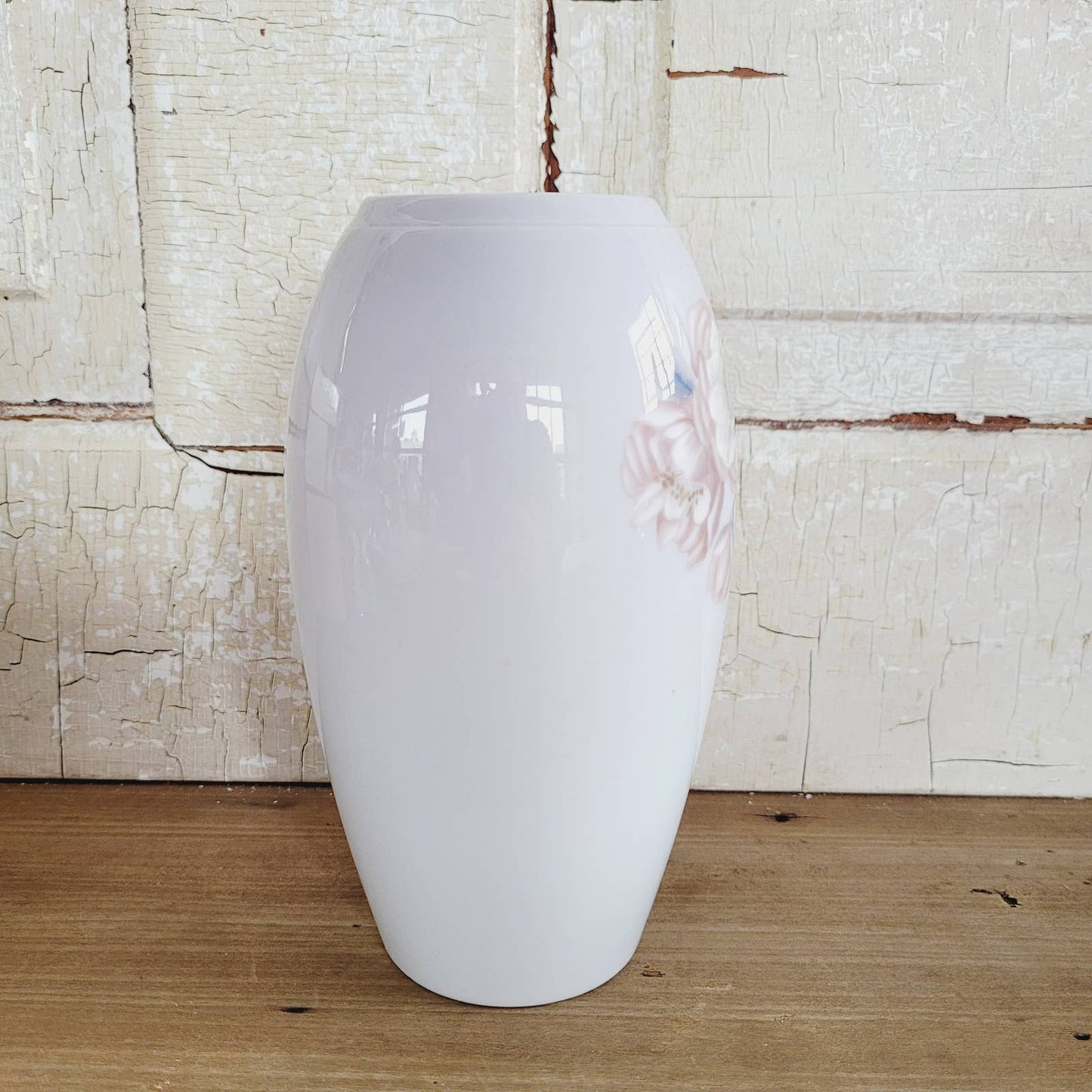 Vintage Bing & Grondahl Vase White Pink Flowers