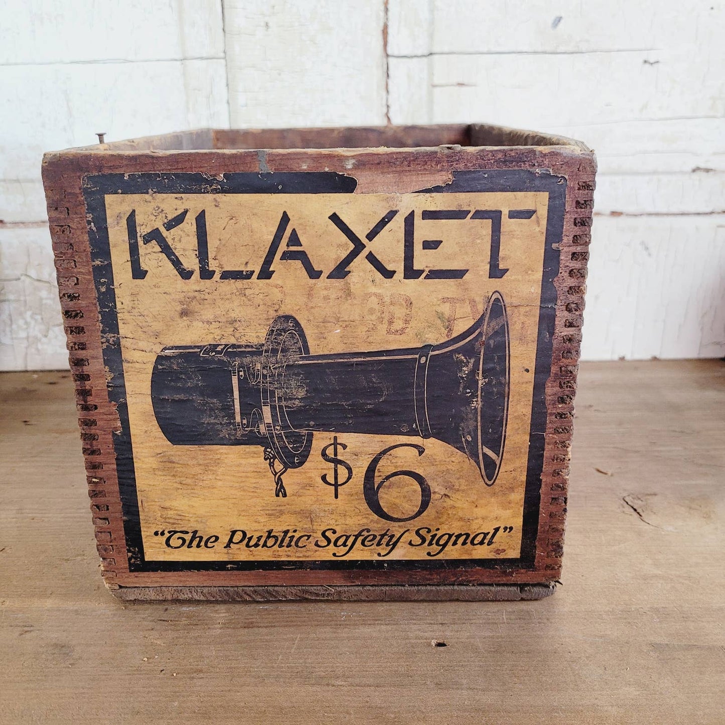 Antique Klaxet Wood Crate with $6 Paper Labels