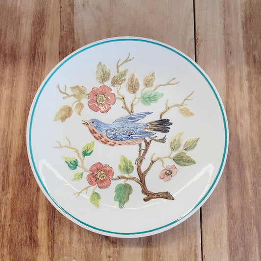 Antique Capodimonte Italy Plate with Robin Handpainted