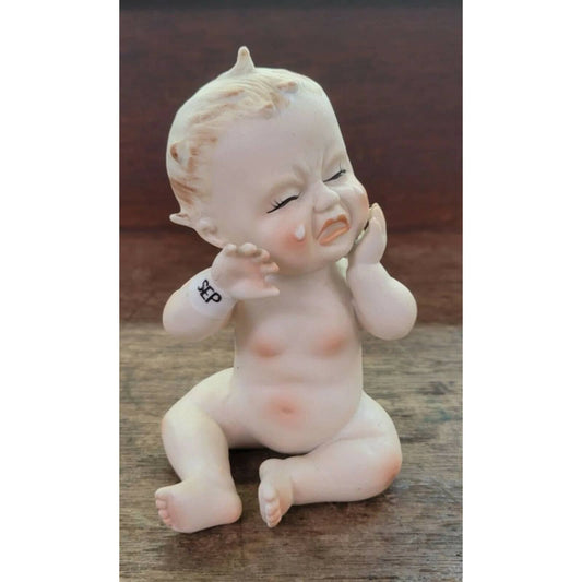 Rare Vintage T.M.J. James Bisque Crying Piano Baby Figurine September 1958