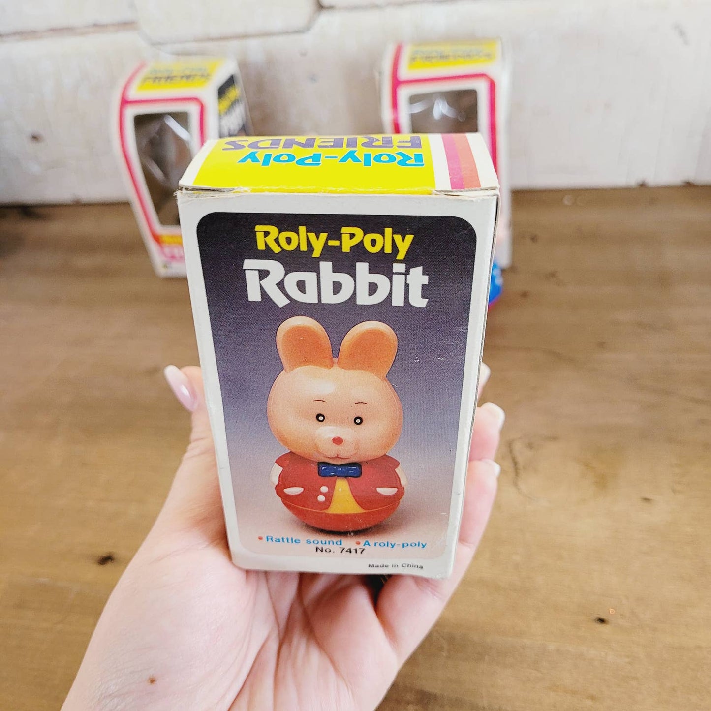 Vintage Roly-Poly Friends Piggy Rabbit Bear NOS with Boxes