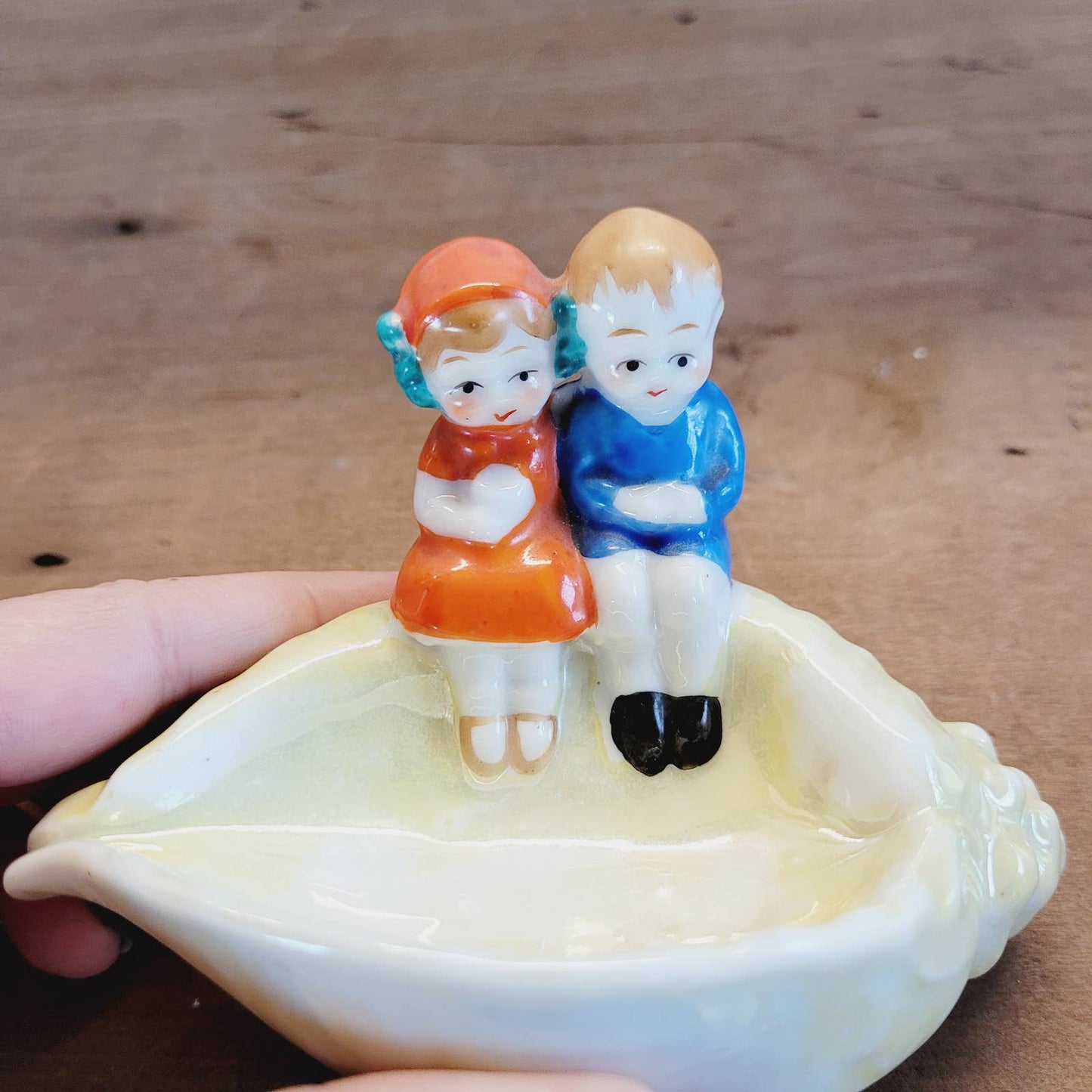 Vintage Japan Lusterware Couple Seashell Ashtray