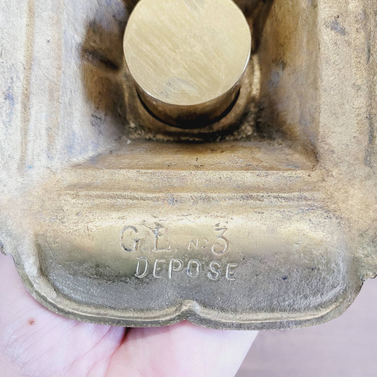 Vintage Depose No 3 Brass Inkwell