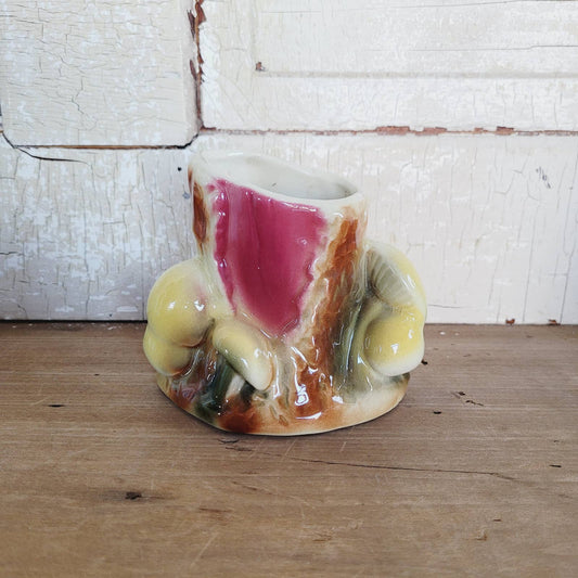 Vintage Mushroom Log Ceramic Planter