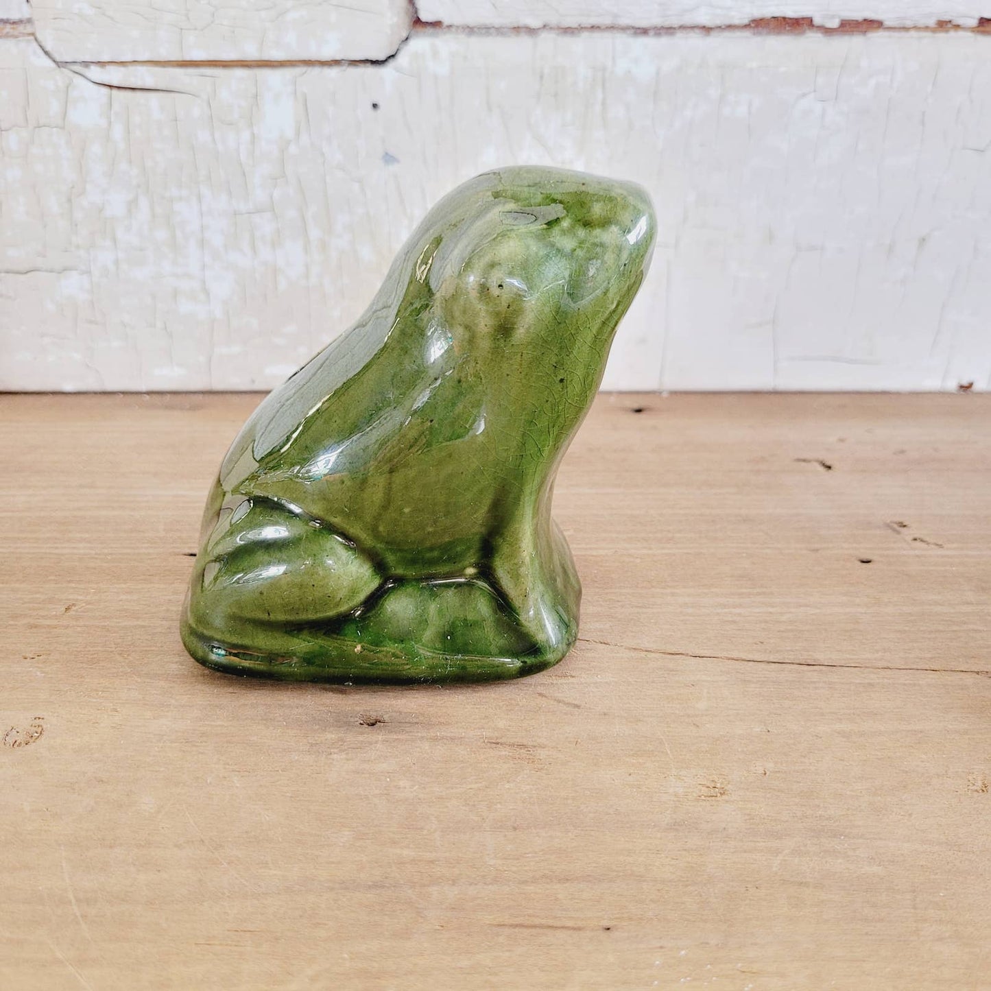 Vintage Seated Frog Pottery Bank