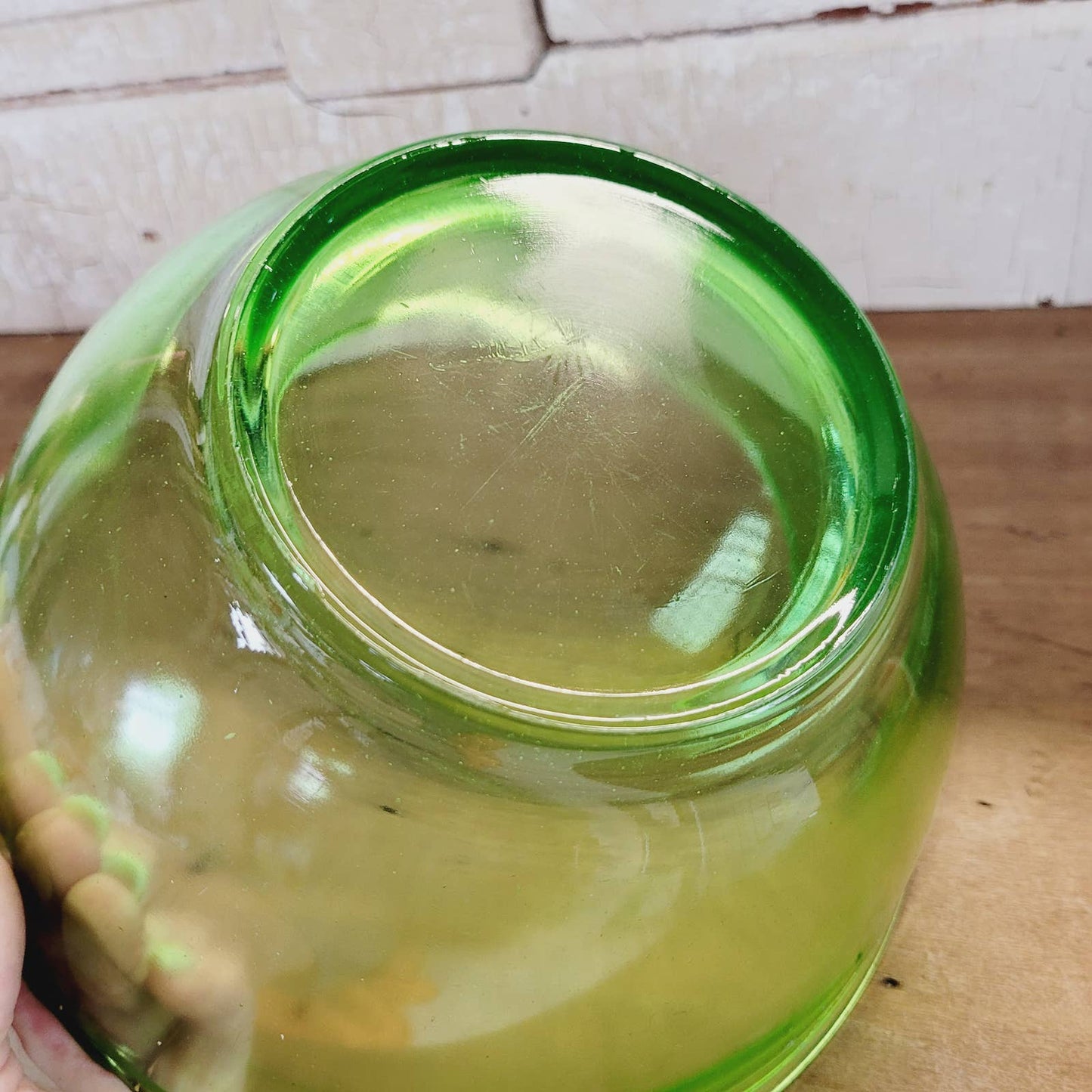 Vintage Green Depression Glass Uranium 9" Mixing Bowl