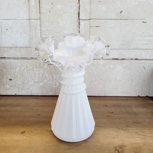 Fenton HTF Silver Crest Milk Glass Wheat Vase