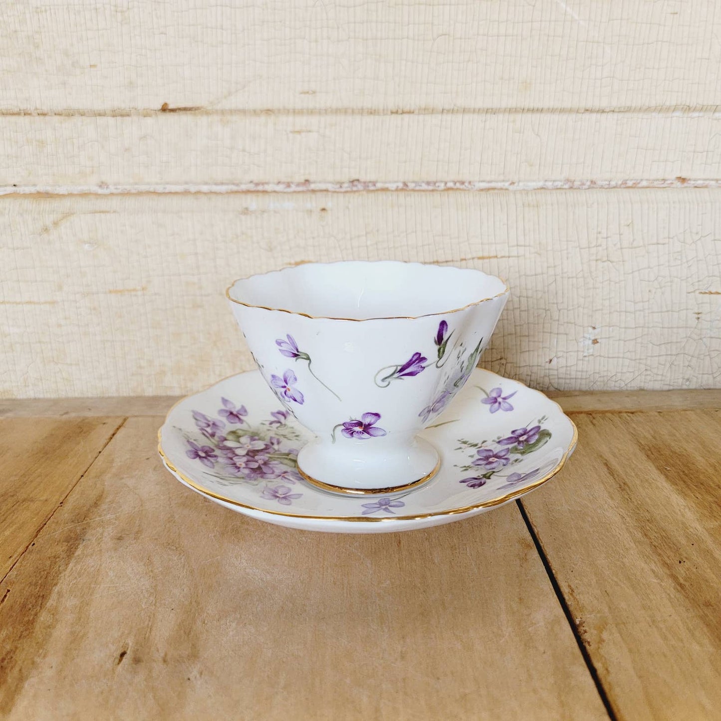 Vintage 1940s Hammersley & Co Teacup & Saucer Victorian Violets