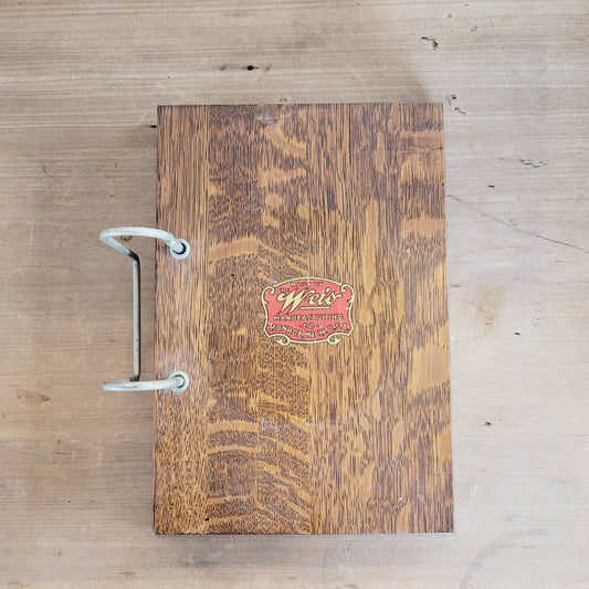 1920's Weis Manufacturing Co. Monroe Michigan Wood Desktop Ledger Book w/Pages
