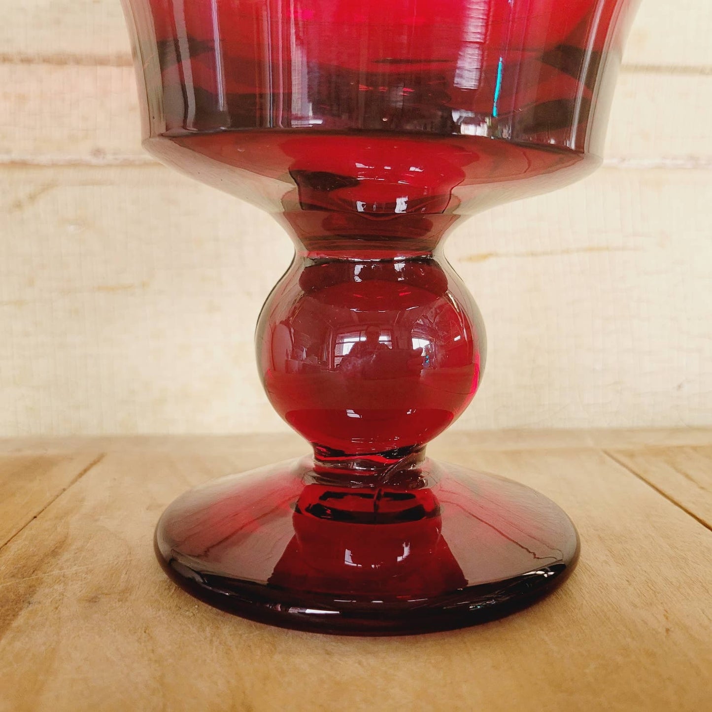 Vintage Red Glass Compote MCM