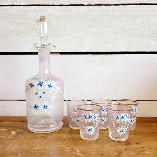 Vintage Bohemian Glass Decanter Set