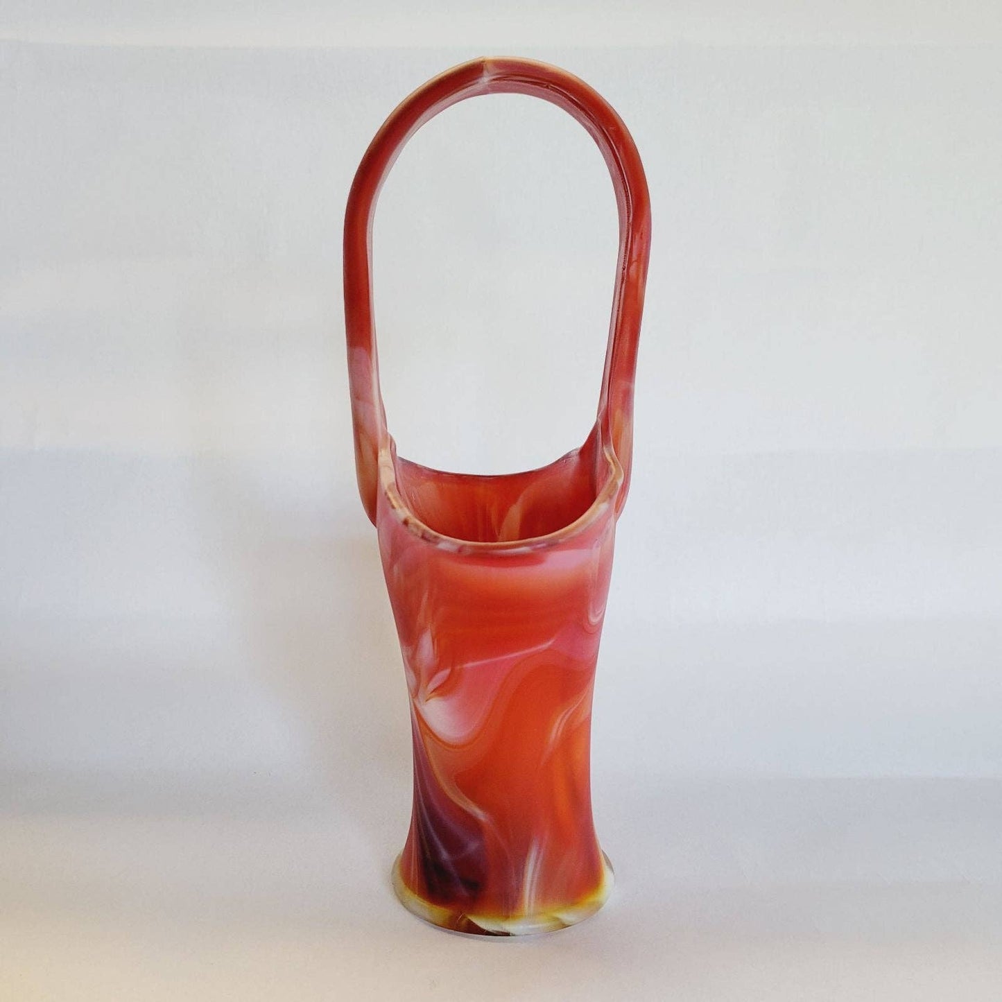 Vintage Imperial RED SLAG OLDEN END O'DAY Glass BASKET 10"