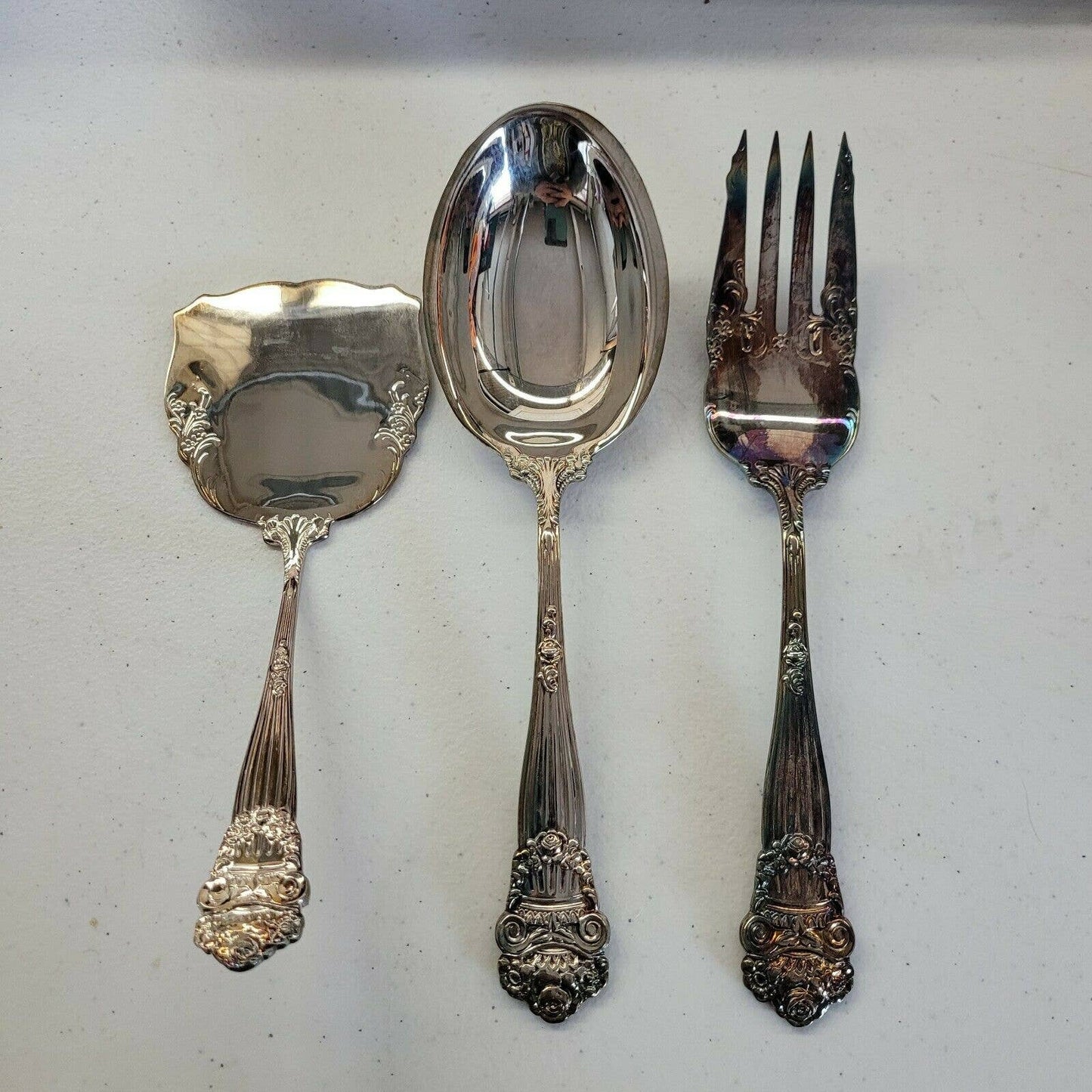 Towle Silverplate EPCA 3 Large Serving Utensils Georgian w/ original boxes