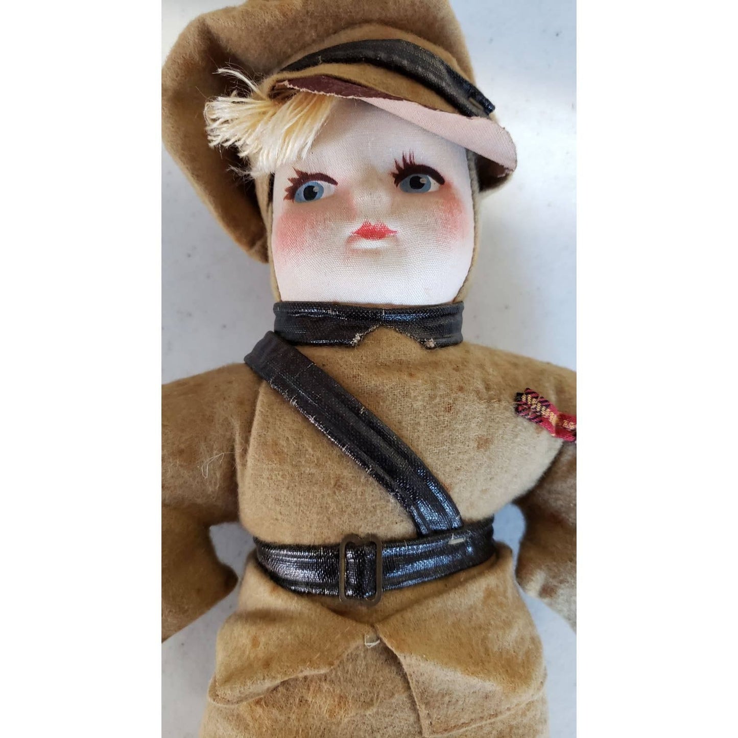 Antique Cloth Military Doll Formed Face