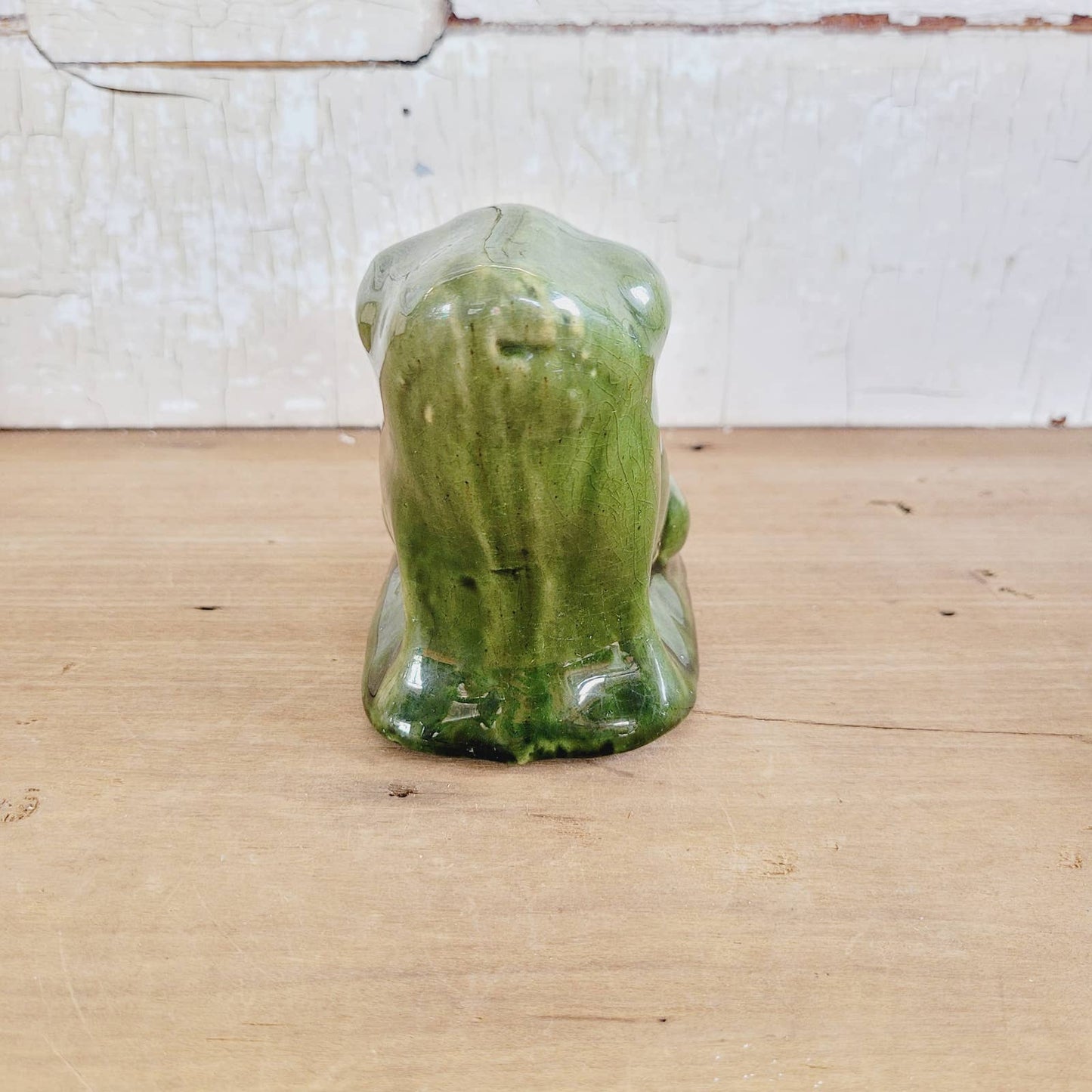Vintage Seated Frog Pottery Bank