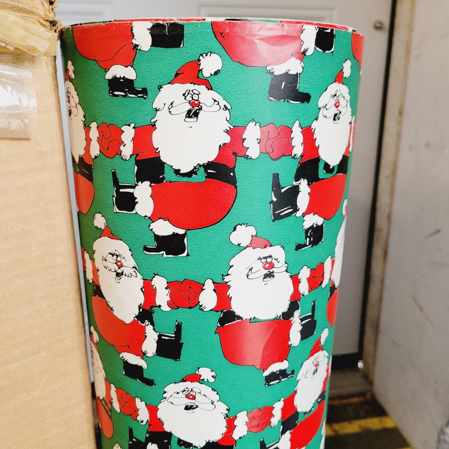 Christmas Santa Green & Red Vintage DEPT STORE WRAPPING PAPER ROLL 25lb 24”
