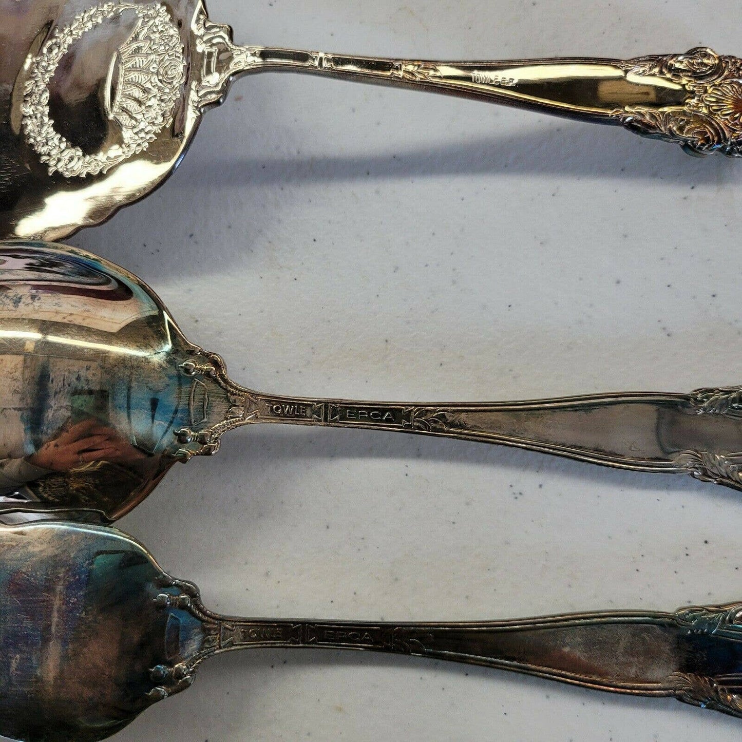 Towle Silverplate EPCA 3 Large Serving Utensils Georgian w/ original boxes