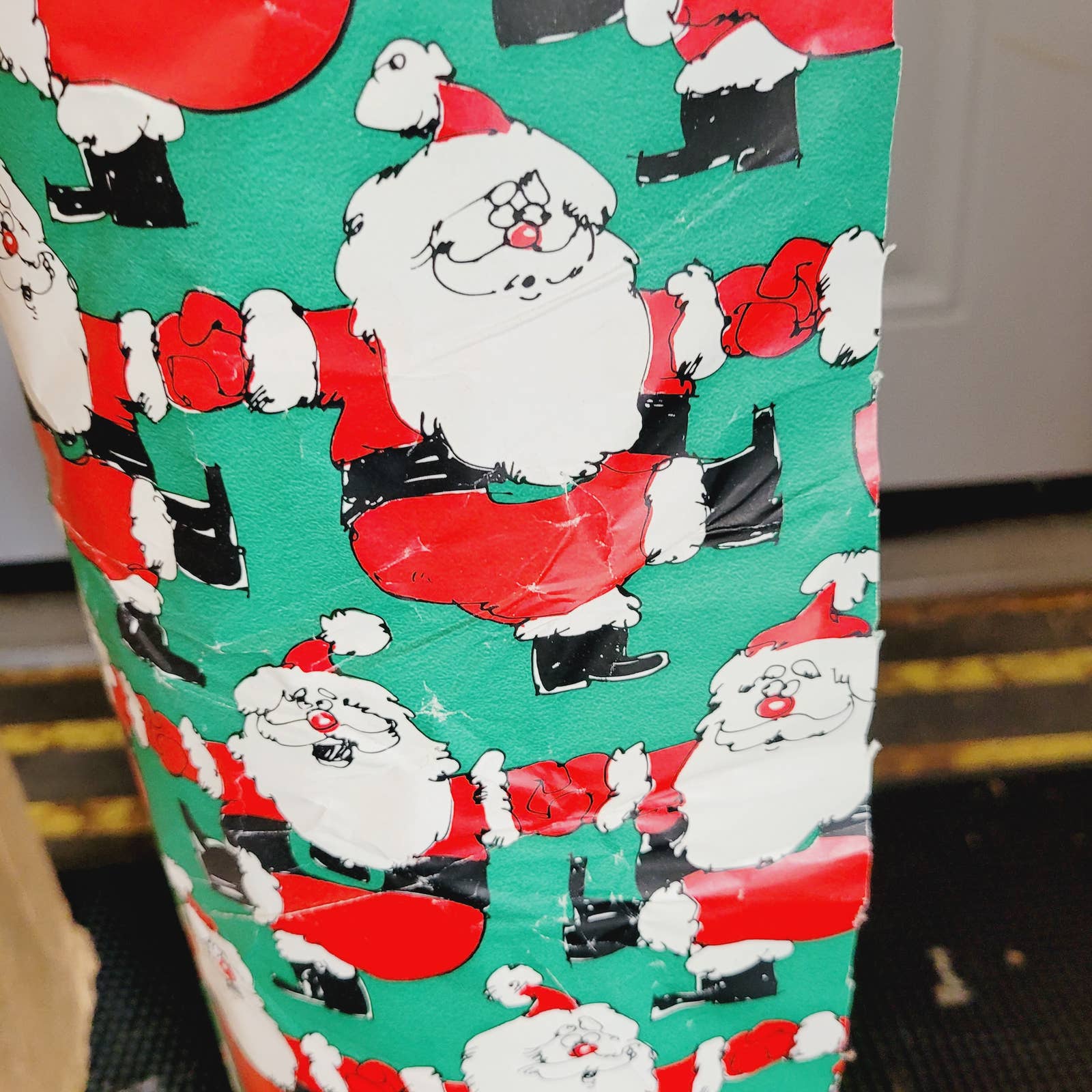 Christmas Santa Green & Red Vintage DEPT STORE WRAPPING PAPER ROLL