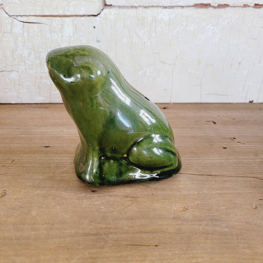 Vintage Seated Frog Pottery Bank