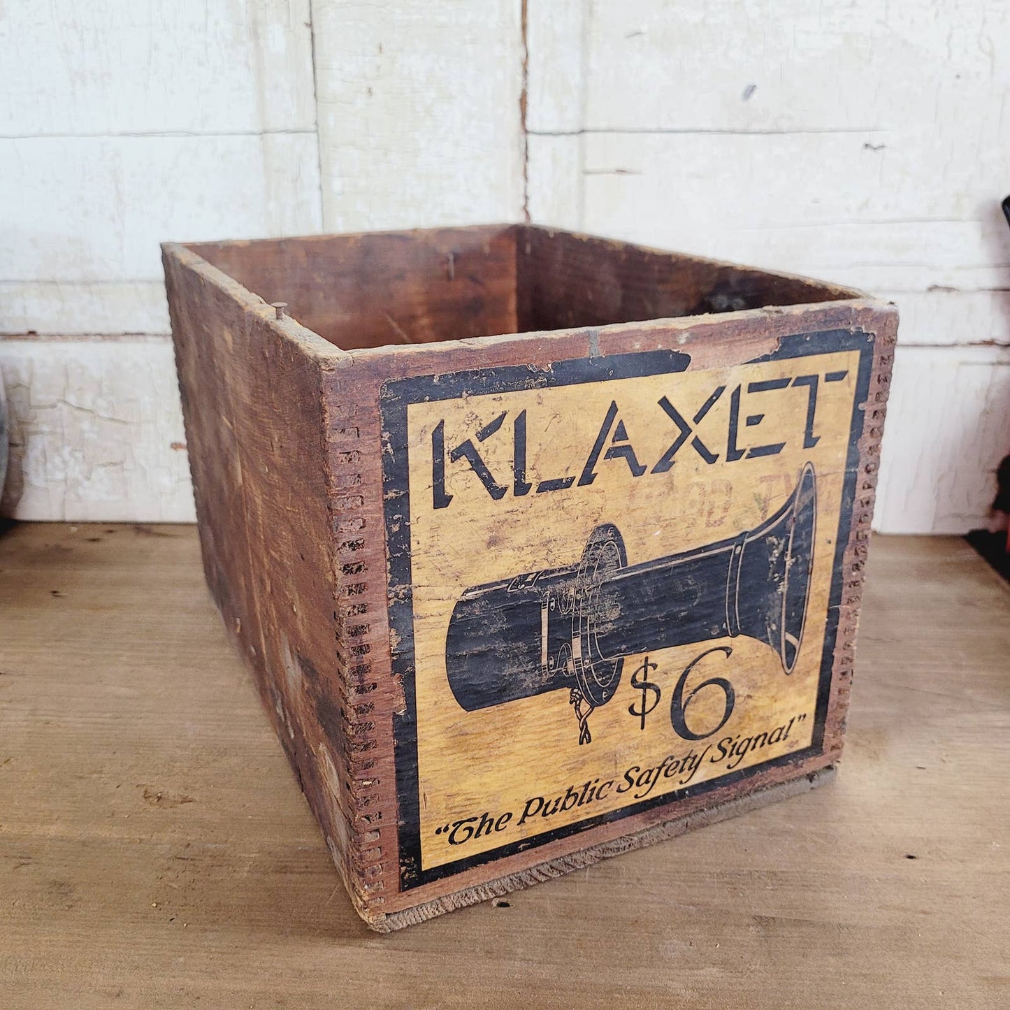 Antique Klaxet Wood Crate with $6 Paper Labels