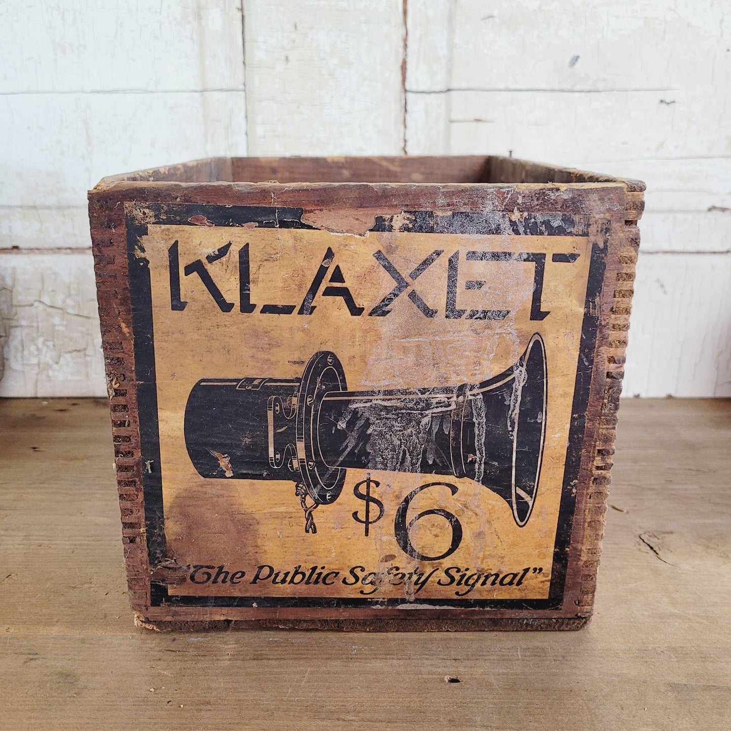 Antique Klaxet Wood Crate with $6 Paper Labels