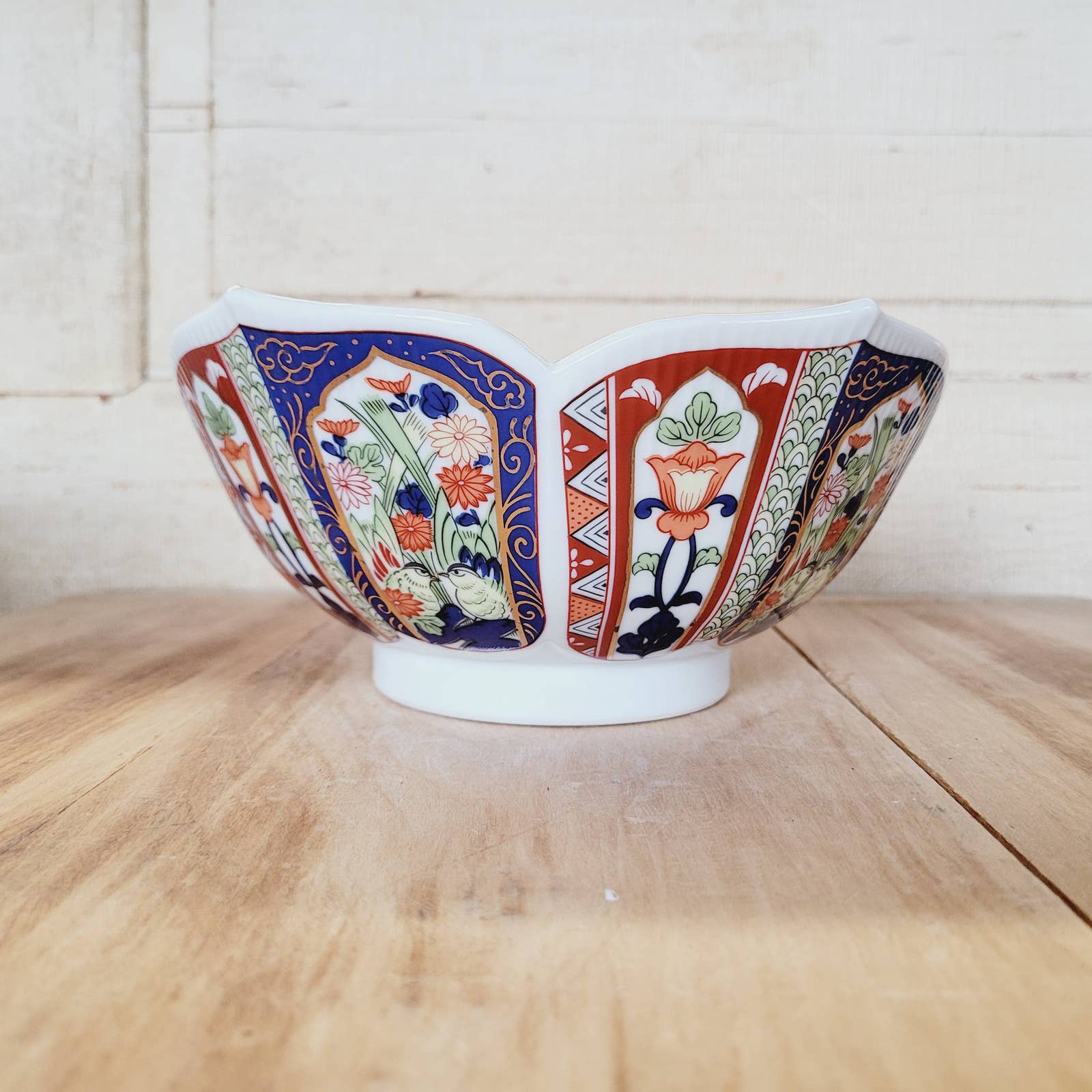 Beautiful Vintage Painted Porcelain Lotus Bowl.