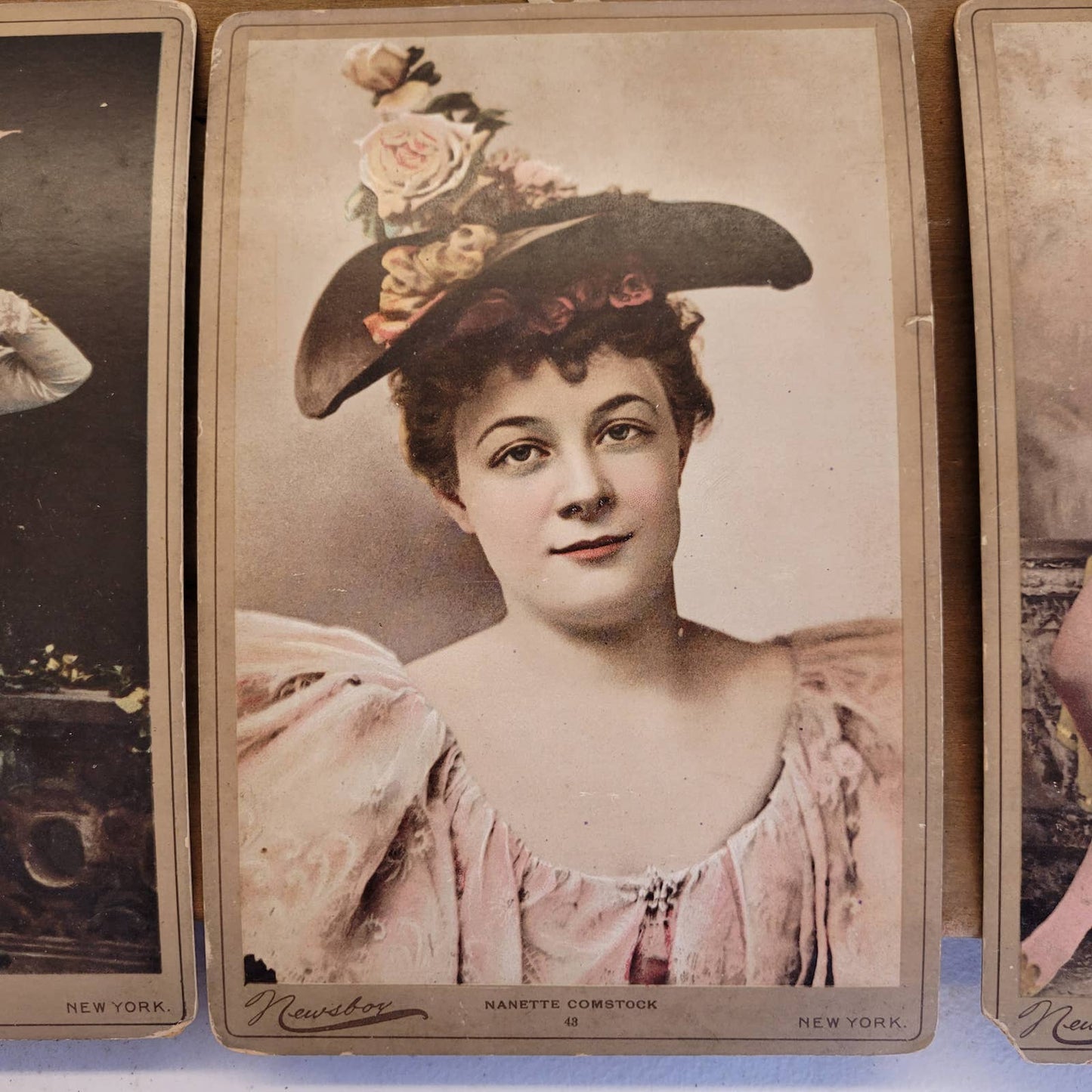 1890s NEWSBOY Tobacco ACTRESS Large 6x9 COLOR CABINET CARD Premiums