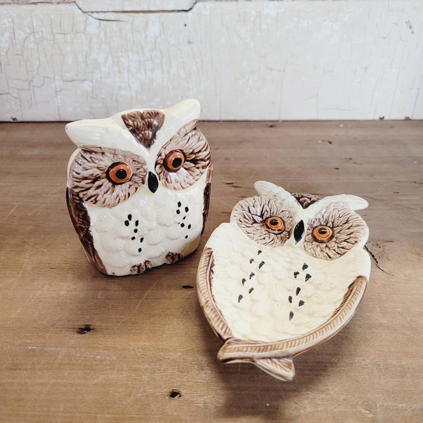 Vintage Enesco Owl Spoon Rest and Napkin Holder