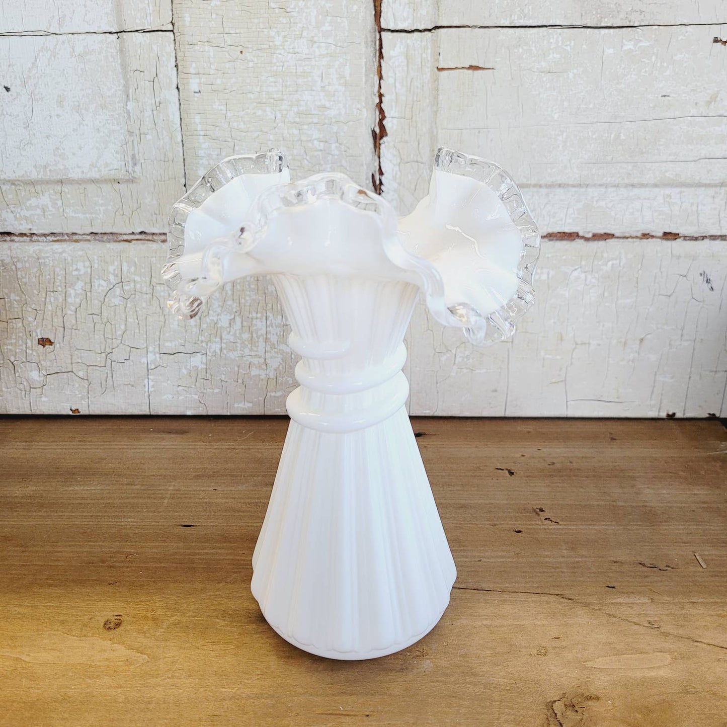 Fenton HTF Silver Crest Milk Glass Wheat Vase